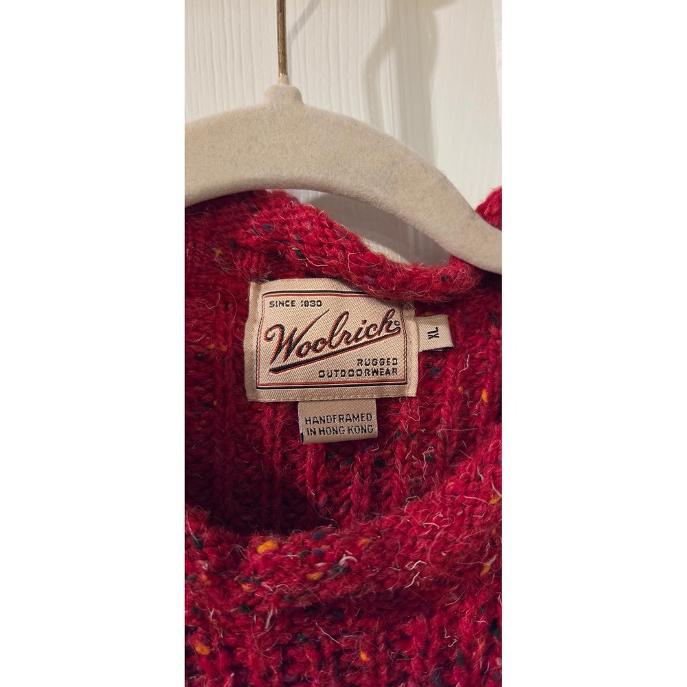 Woolrich Rugged Outdoorwear Sweater XL Holly Red Tweed Wool Blend Oversized - Picture 2 of 6